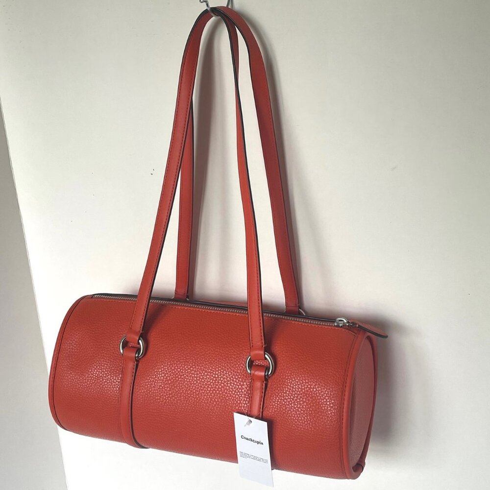 Coach Barrel Shoulder Bag Coachtopia Leather CT382 Medium Top Zip Sun Orange - Picture 5 of 10